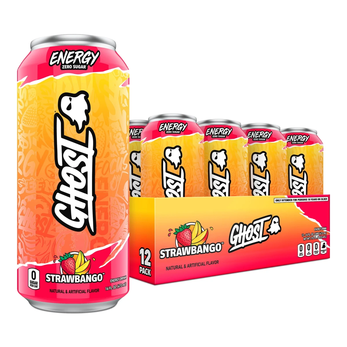 GHOST ENERGY 16 OZ 12 PK STRAWBANGO