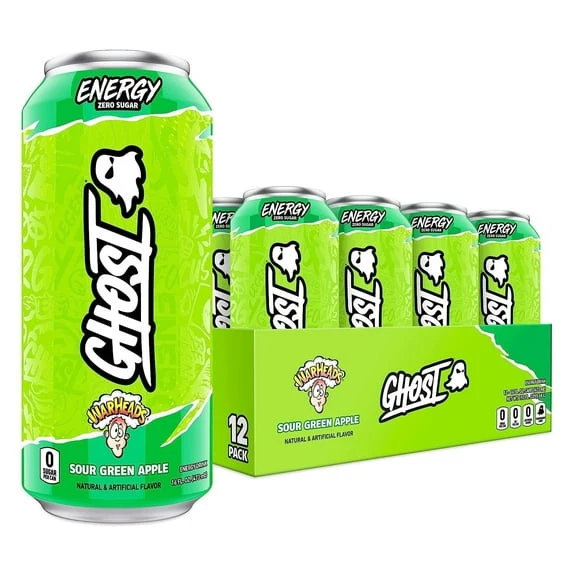 GHOST ENERGY 16 OZ 12 PK WARHEADS SOUR GREEN APPLE