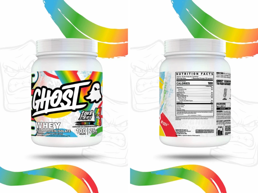 GHOST WHEY CLEAR ISOLATE 20 SERV SOUR STRIPS RAINBOW "NUEVO SABOR"
