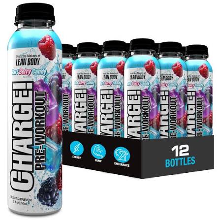 LA LEAN BODY CHARGE PREWORKOUT 12 OZ 12 BOTTLE TART BERRY