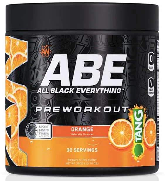 AN ABE ALL BLACK PREWORKOUT 30 SERV ORANGE TANG