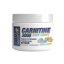 MHP CARNITINE SOUR CANDY CHEWS 30 SERV GUMMY WORMS *NUEVO*