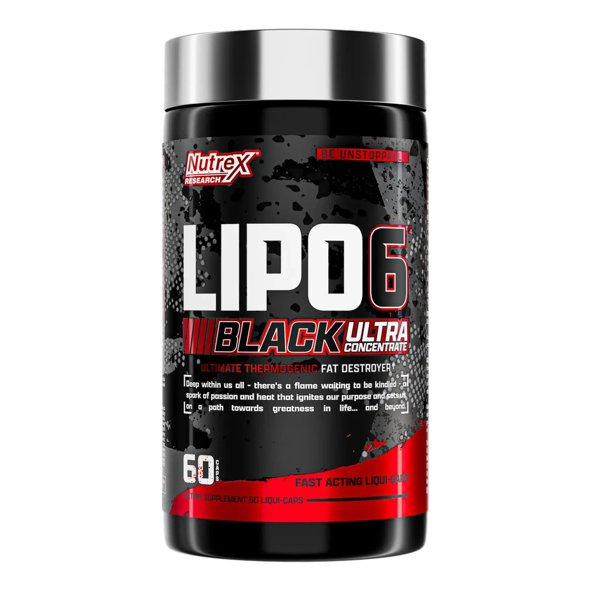 NT LIPO 6 BLACK UC 60 CAPS ROJO (paquete de 12 pzas)