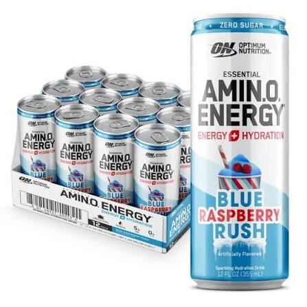 ON AMINO ENERGY 355 ML 12 PACK BLUE RASPBERRY RUSH + ELECTROLYTES *OFERTA*