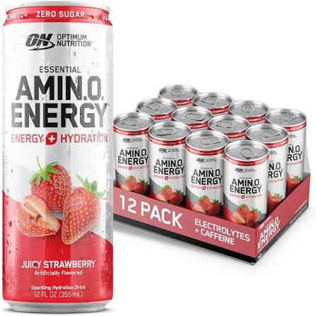 ON AMINO ENERGY 355 ML 12 PACK JUICY STRAWBERRY+ ELECTROLYTES *OFERTA*