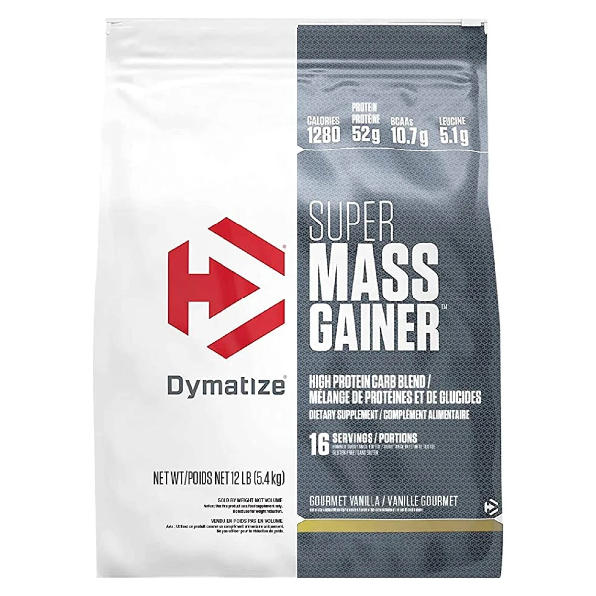 OUTLET DYM SUPER MASS GAINER 12 LBS VAINILLA SIN ZIPPER-BOLSA ROTA-QUEMADA CAD 08/27