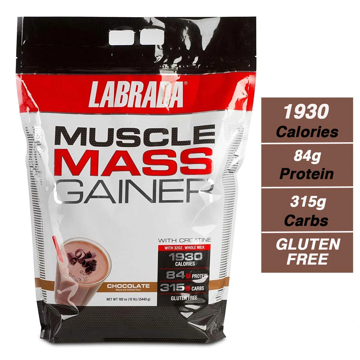 OUTLET LA MUSCLE MASS GAINER 12 LBS CHOCOLATE BOLSA POCO ROTA CAD 07/27