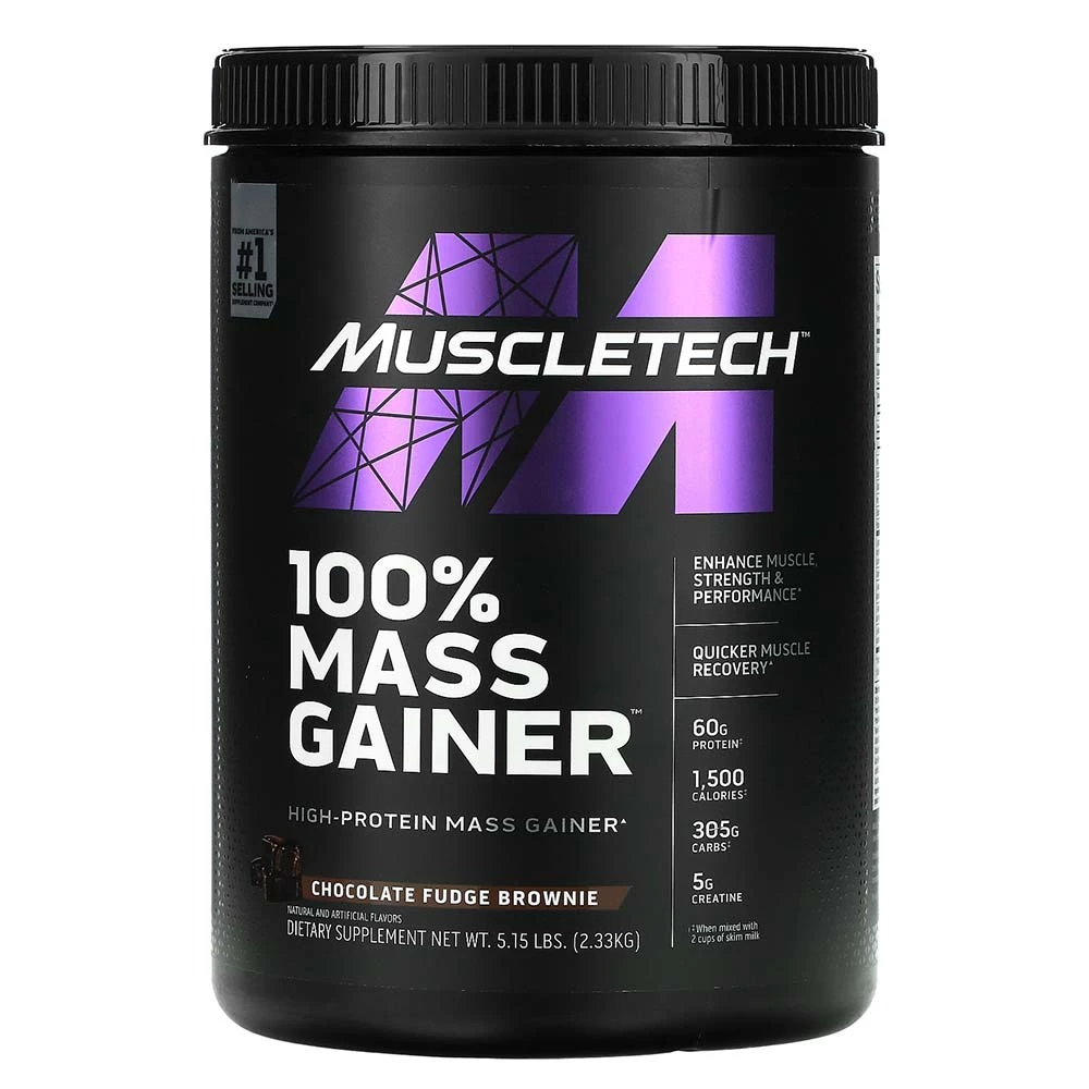 OUTLET MT 100% MASS GAINER 5.15 LBS CHOCOLATE FUDGE BROWNIE SELLO INT ROTO-GOLPEADO-POCO APLASTADO CAD 04/27