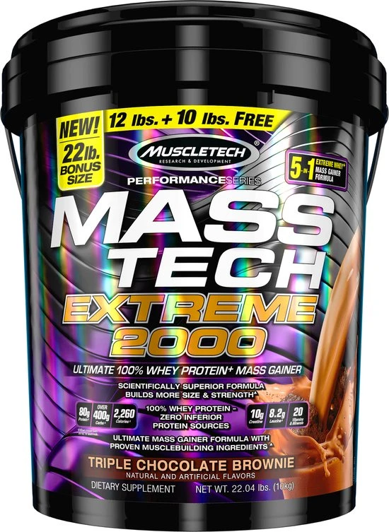 OUTLET MT MASS-TECH 6 LBS XTREME 2000 TRIPLE CHOCO BROWNIE BOLSA POCO ROTA CAD 07/27