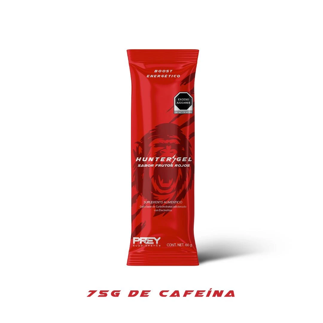 PREY HUNTER GEL CON CAFEINA 60 GR 10 PZ FRUTOS ROJOS