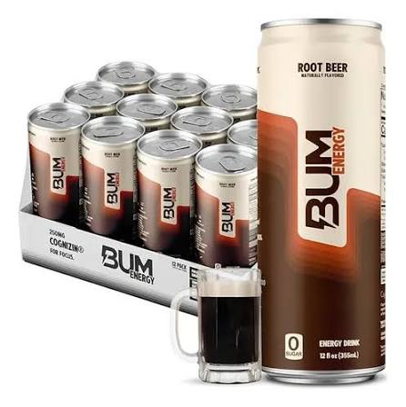 RAW BUM ENERGY DRINK 12 OZ/12 PACK ROOT BEER