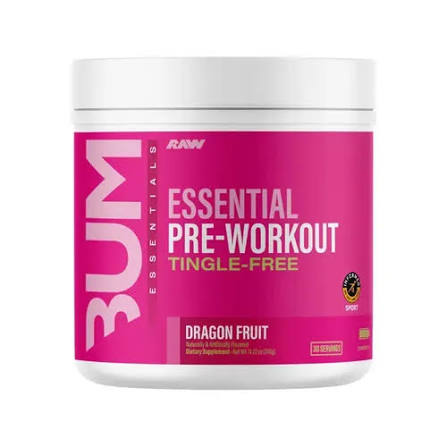 RAW CBUM ESSENTIAL TINGLE FREE PWO 30 SERV DRAGON FRUIT *NUEVO*
