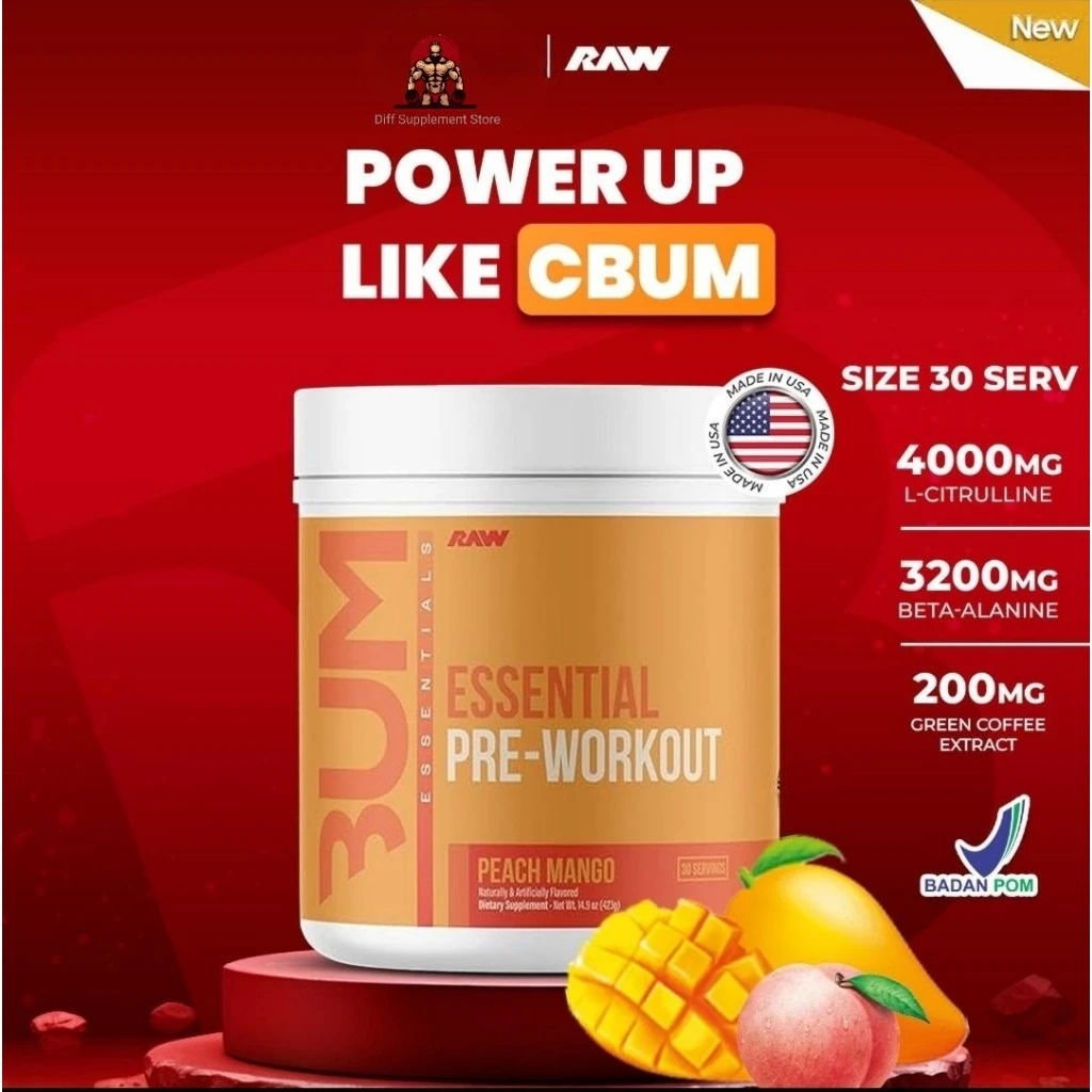 RAW CBUM ESSENTIAL TINGLE FREE PWO 30 SERV PINK LEMONADE *NUEVO*