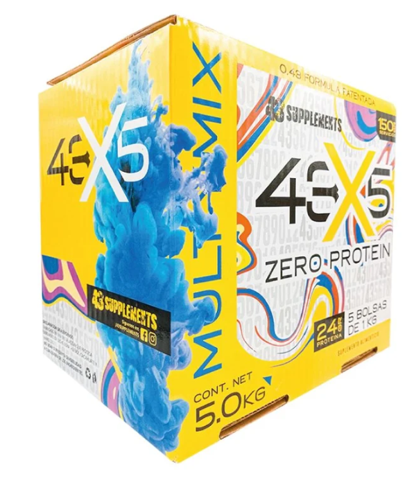 43x5 BOX ZERO PROTEIN CHOCOLATE, FRESA, GALLETA, VAINILLA, PAY DE MORA 5 KG