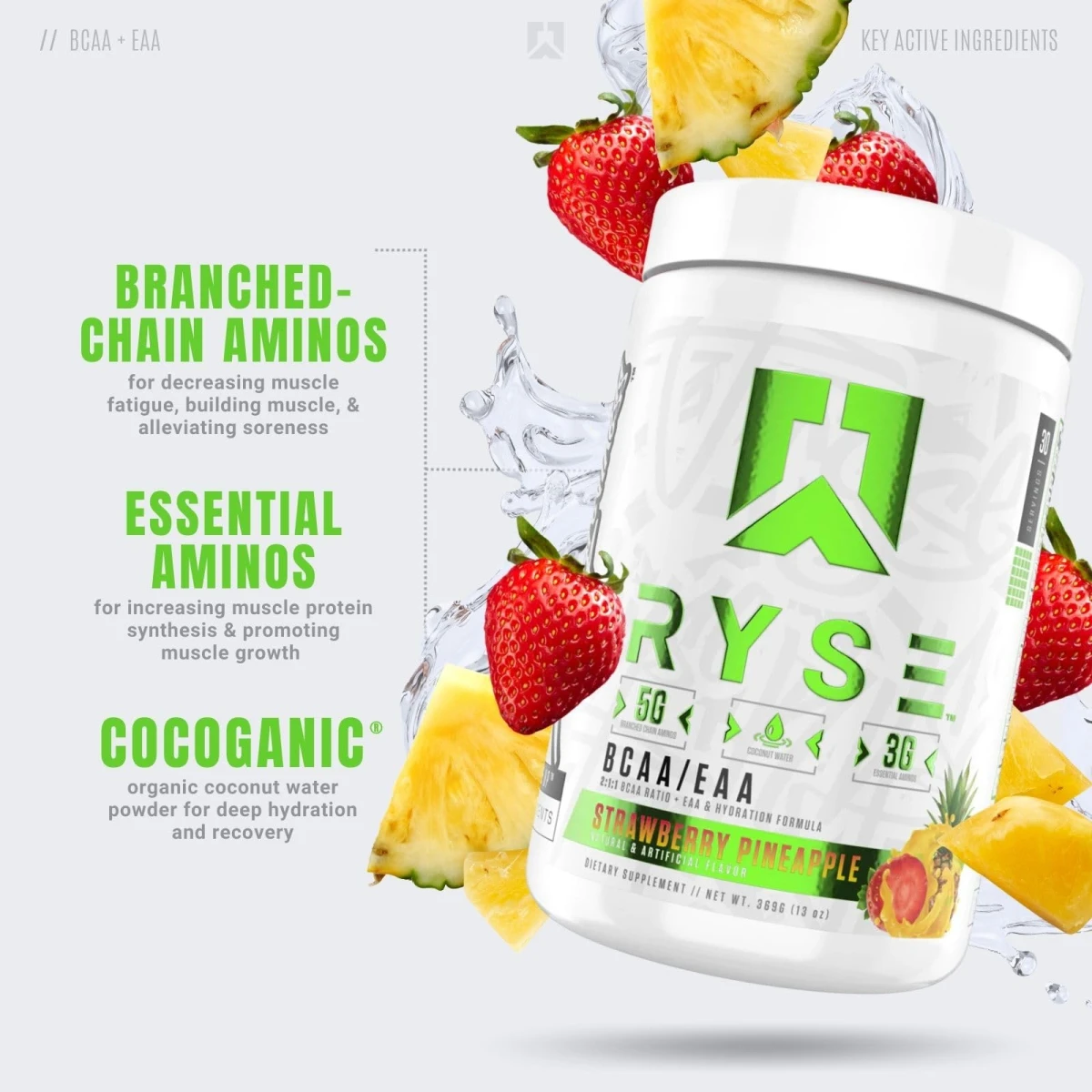 RYSE BCAA + EAA 30 SERV STRAWBERRY PINEAPPLE