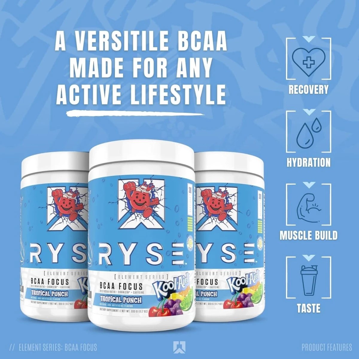 RYSE BCAA FOCUS 30 SERV KOOL AID TROPICAL PUNCH