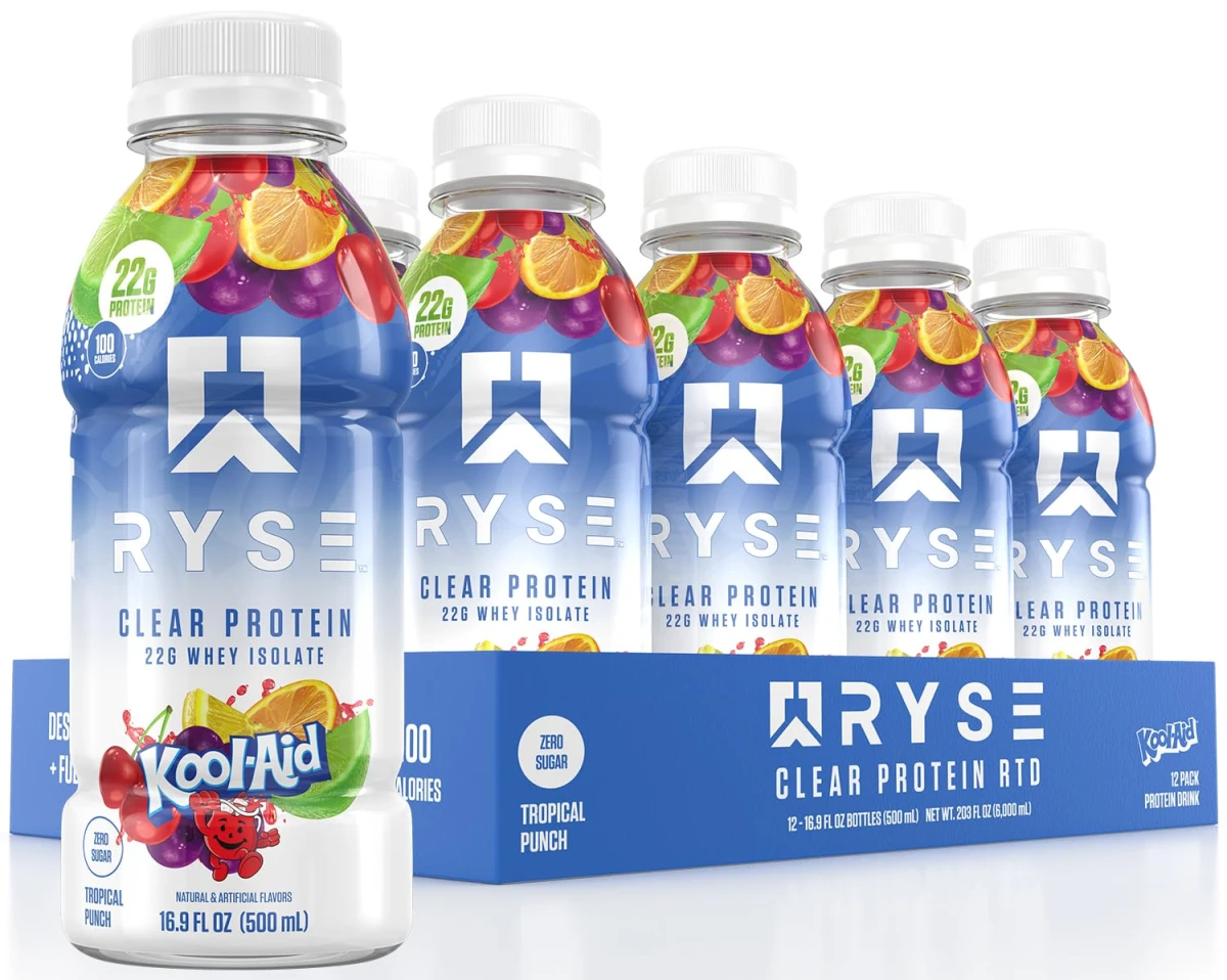 RYSE CLEAR WHEY ISOLATE RTD 12 PACK KOOLAID TROPICAL PUNCH