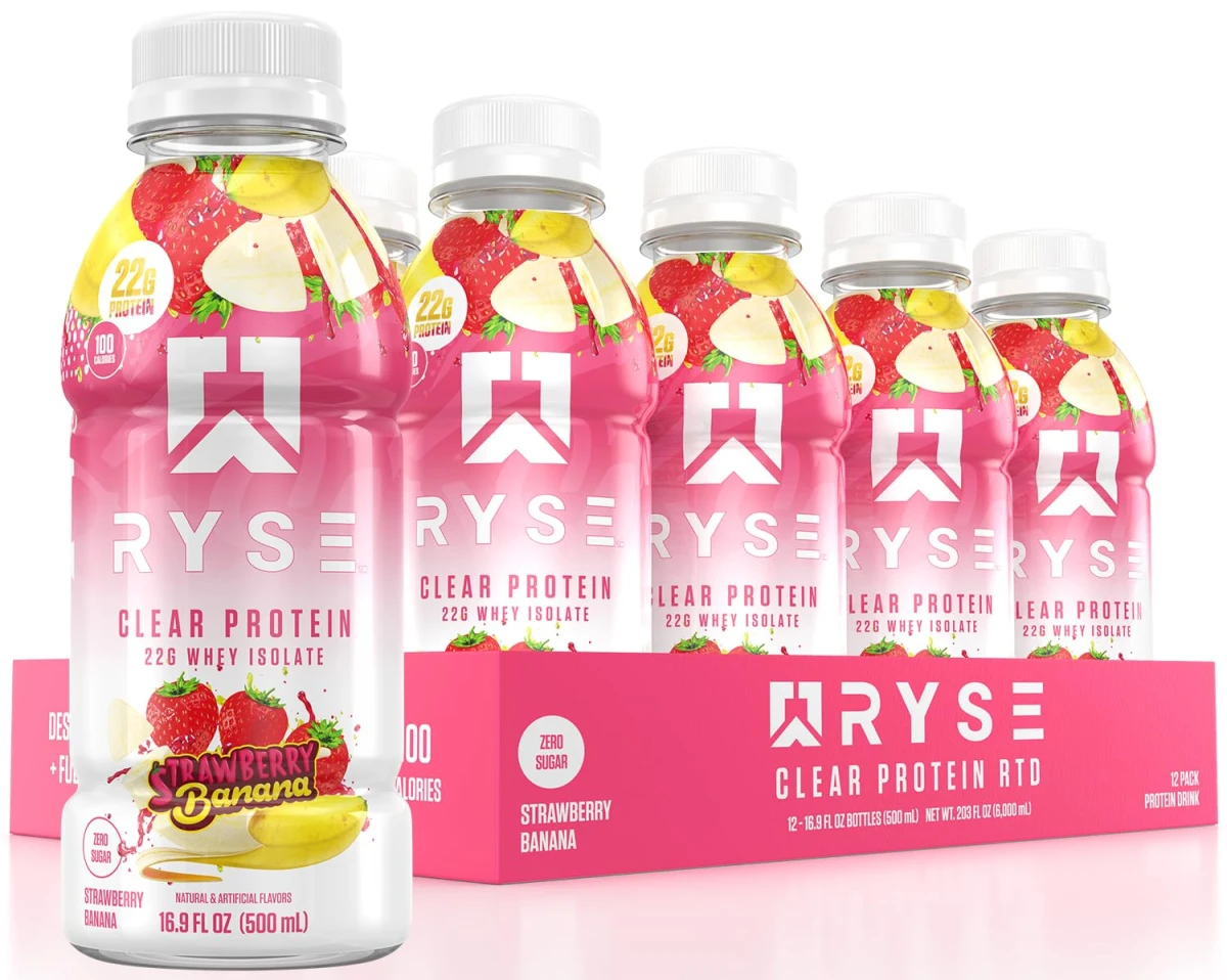 RYSE CLEAR WHEY ISOLATE RTD 12 PACK STRAWBERRY BANANA