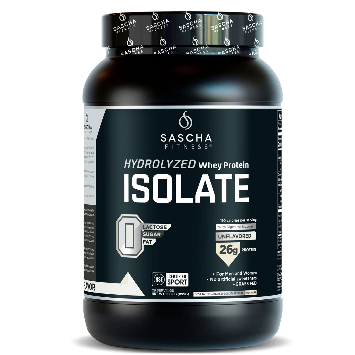 SASCHA FITNESS HYDROLYZED WHEY PROTEIN ISOLATE 1.98 LB UNFLAVORED *OFERTA* *NUEVO*