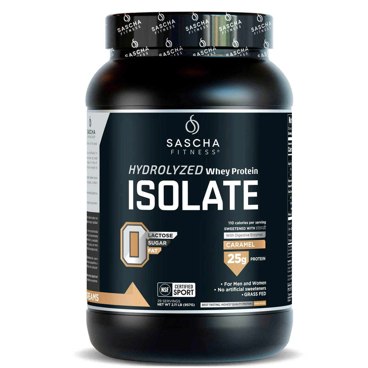 SASCHA FITNESS HYDROLYZED WHEY PROTEIN ISOLATE 2.11 LB CARAMEL *OFERTA*  *NUEVO*