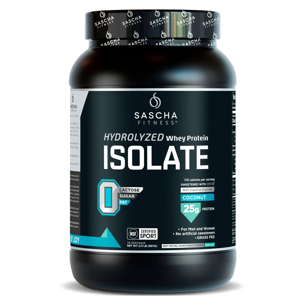 SASCHA FITNESS HYDROLYZED WHEY PROTEIN ISOLATE 2.11 LB COCONUT *OFERTA* *NUEVO*