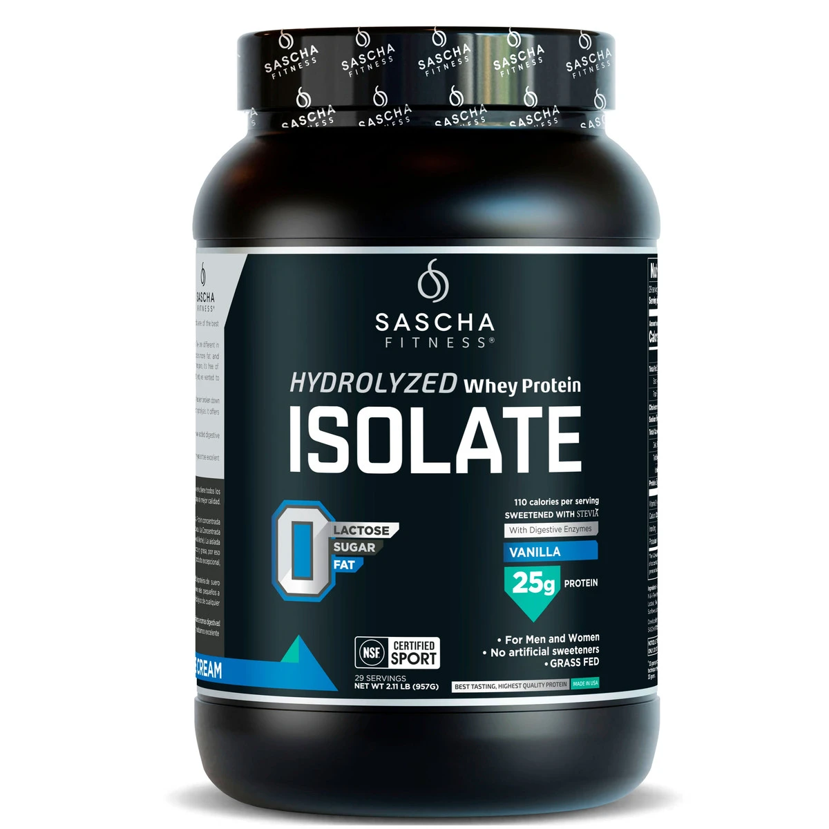 SASCHA FITNESS HYDROLYZED WHEY PROTEIN ISOLATE 2.11 LB VANILLA *OFERTA* *NUEVO*