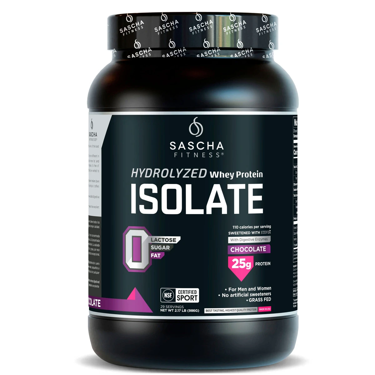 SASCHA FITNESS HYDROLYZED WHEY PROTEIN ISOLATE 2.17 LB CHOCOLATE *OFERTA* *NUEVO*