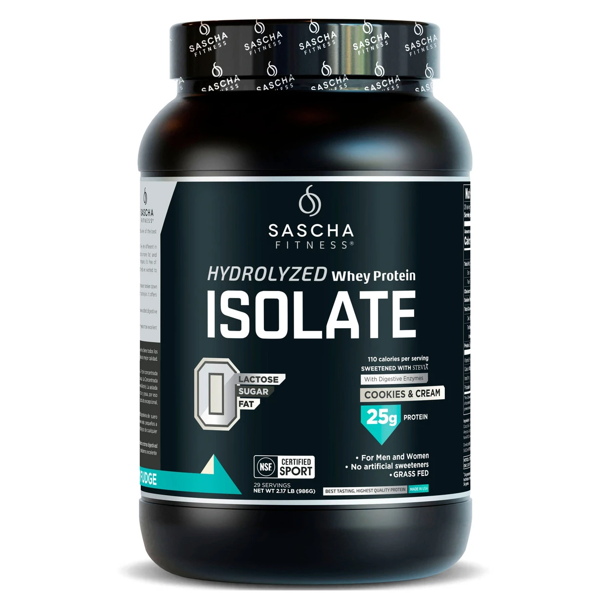 SASCHA FITNESS HYDROLYZED WHEY PROTEIN ISOLATE 2.17 LB COOKIES N CREAM *OFERTA* *NUEVO*