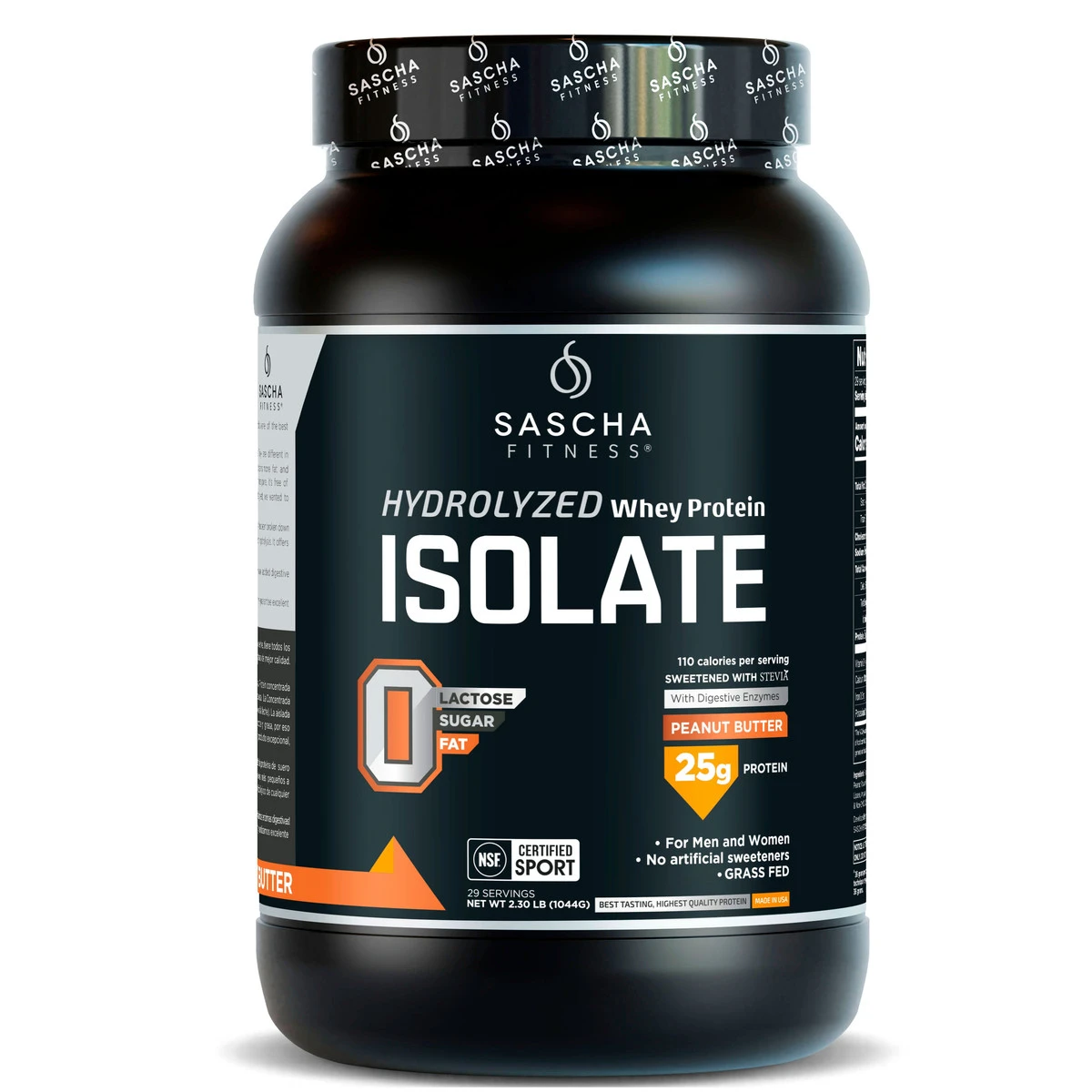 SASCHA FITNESS HYDROLYZED WHEY PROTEIN ISOLATE 2.30 LB PEANUT BUTTER *OFERTA* *NUEVO*