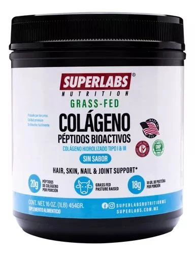 SUPERLABS COLAGENO HIDROLIZADO 454 GR SIN SABOR