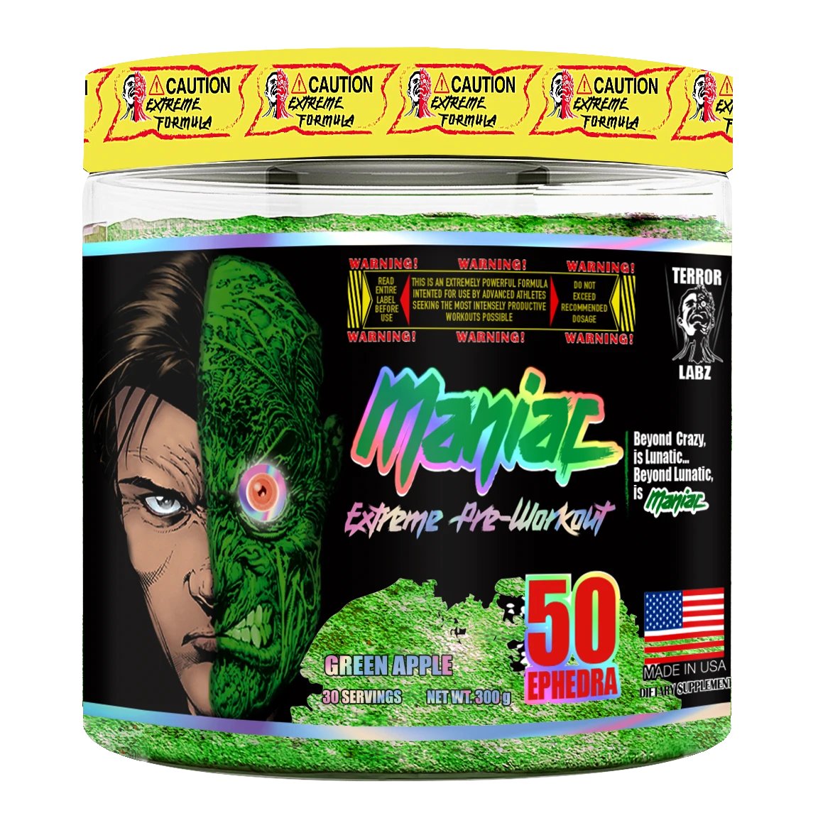 TERROR LABZ MANIAC PWO 30 SERV GREEN APPLE