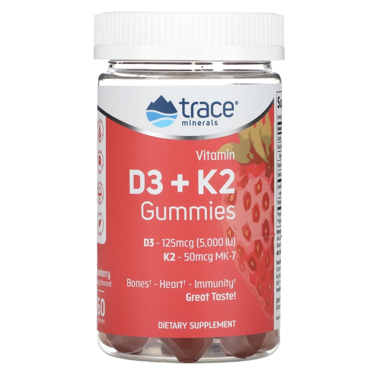 TRACE MINERALS VITAMIN D3 + K2 60 GOMITAS
