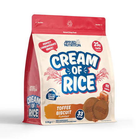 APPLIED NUTRITION CREAM OF RICE 1KG TOFFEE BISCUIT *NUEVO*
