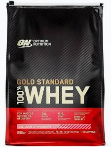 OUTLET ON 100% WHEY GOLD STD 10 LBS STRAWBERRY BOLSA POCO ROTA CAD 09/27