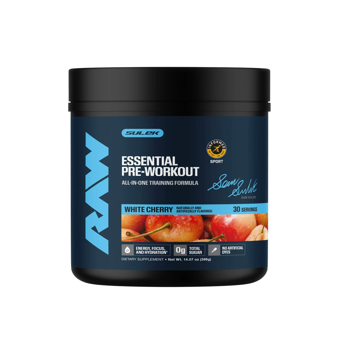 RAW SAM SULEK ESSENTIALS PWO 30 SERV WHITE CHERRY *NUEVO*