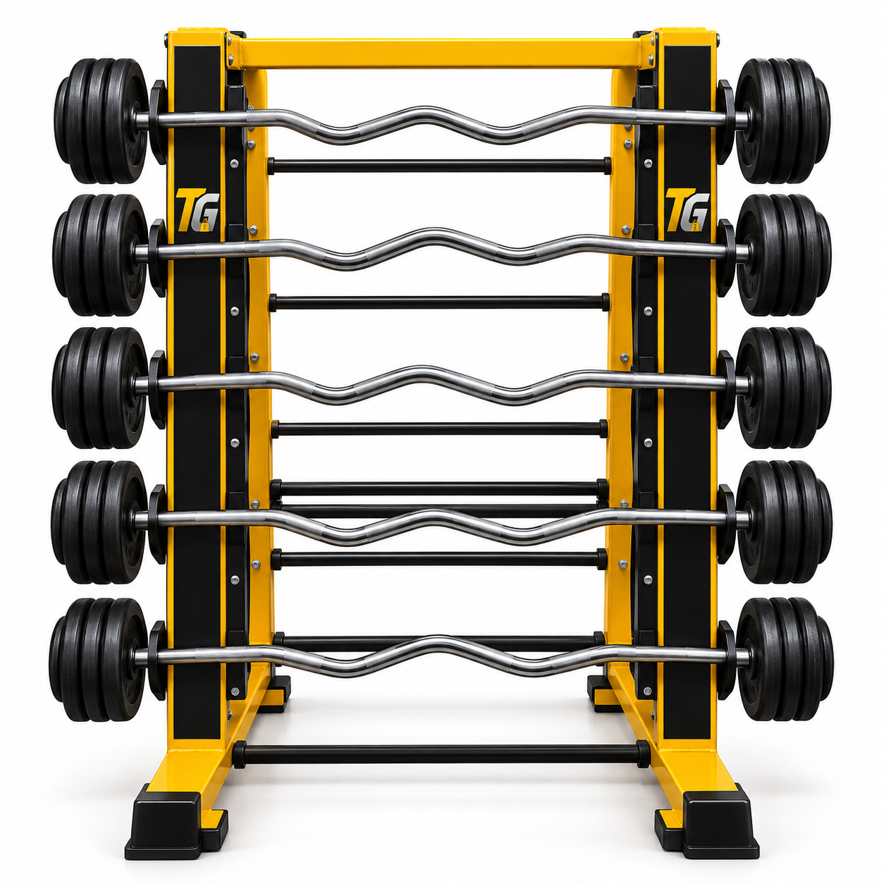 Rack con 10 barras Z cortas de 22 a 40 kg