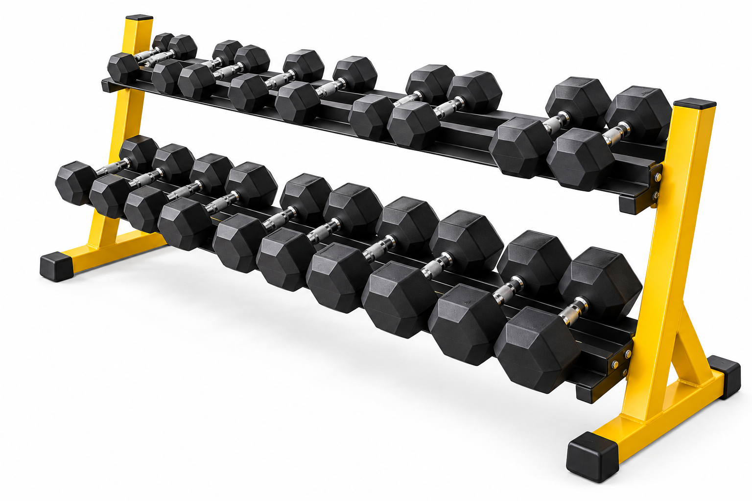Rack con 10 Prs. de Mancuernas ahuladas de 10 a 50 Lbs