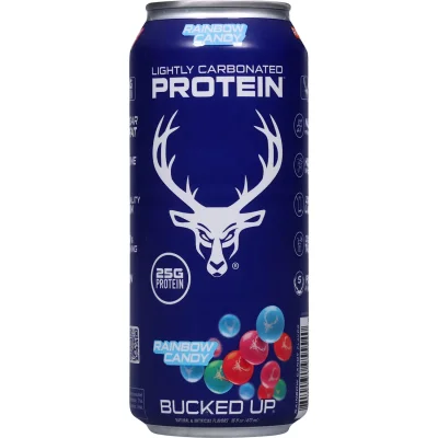 BUCKED UP LIGHTLY CARBONATED PROTEIN 16 OZ 12PK RAINBOW CANDY