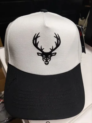 BUCKED UP ROPA BASEBALL EMBROIDERED LOGO HAT WHITE/ BLACK LOGO