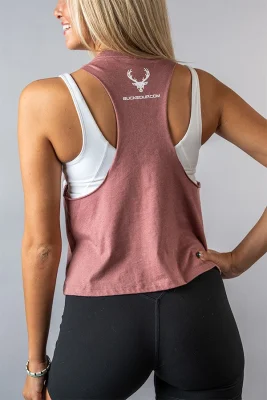 BUCKED UP ROPA CROPPED MUSCLE TANK MAUVE/WHITE LOGO (M)
