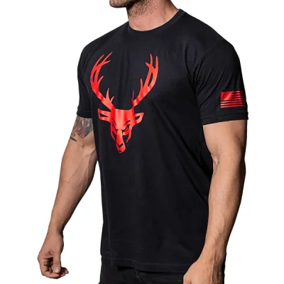 BUCKED UP ROPA FLAG T-SHIRT BLACK/RED LOGO (M)
