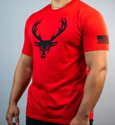 BUCKED UP ROPA FLAG T-SHIRT RED/BLACK LOGO (S)